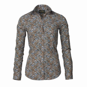 Shop Hot Picks Laksen Birds & Blossom Ladies Cotton Shirt - Olive