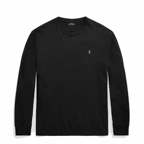 Polo Ralph Lauren Custom Slim Fit Ls T-Shirt Polo Black / Grey Pony Special Occasion Discount