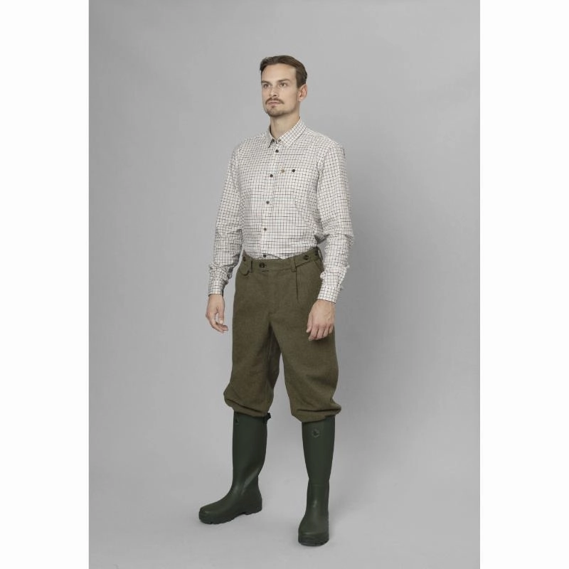 Seeland Oxford Mens Shooting Shirt - Grape Leaf/Terracotta Check Big Price Drop