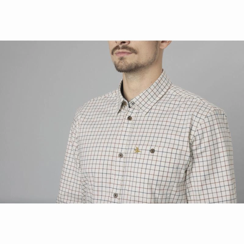 Shop the Savings Now Seeland Oxford Mens Shooting Shirt - Grape Leaf/Terracotta Check