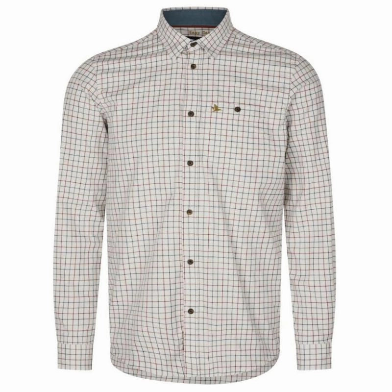 Seeland Oxford Mens Shooting Shirt - Grape Leaf/Terracotta Check Limited Time Discount
