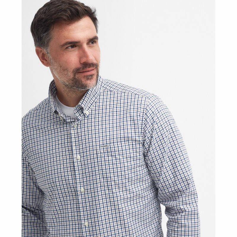 Barbour Teesdale Performance Mens Shirt - Navy Save Today Only Price Slash Today
