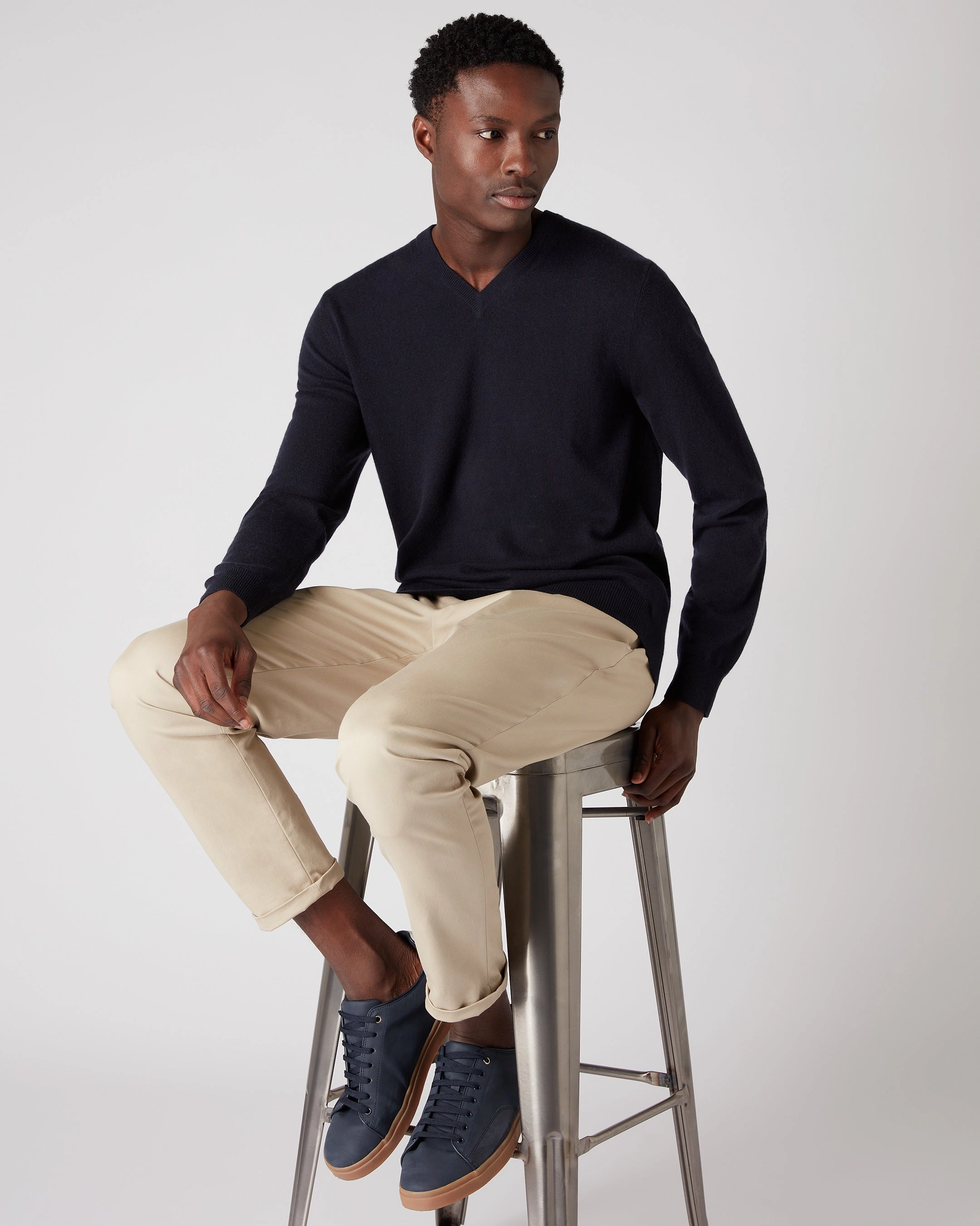 Shop Hot Picks Limited Time Steal Men'S Burlington V Neck Cashmere Jumper Navy Blue