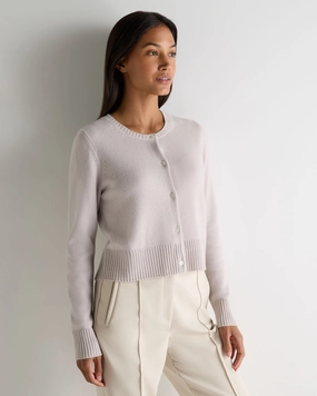 Sale Ending Soon Women'S Chunky Crop Cashmere Cardigan Snow Grey