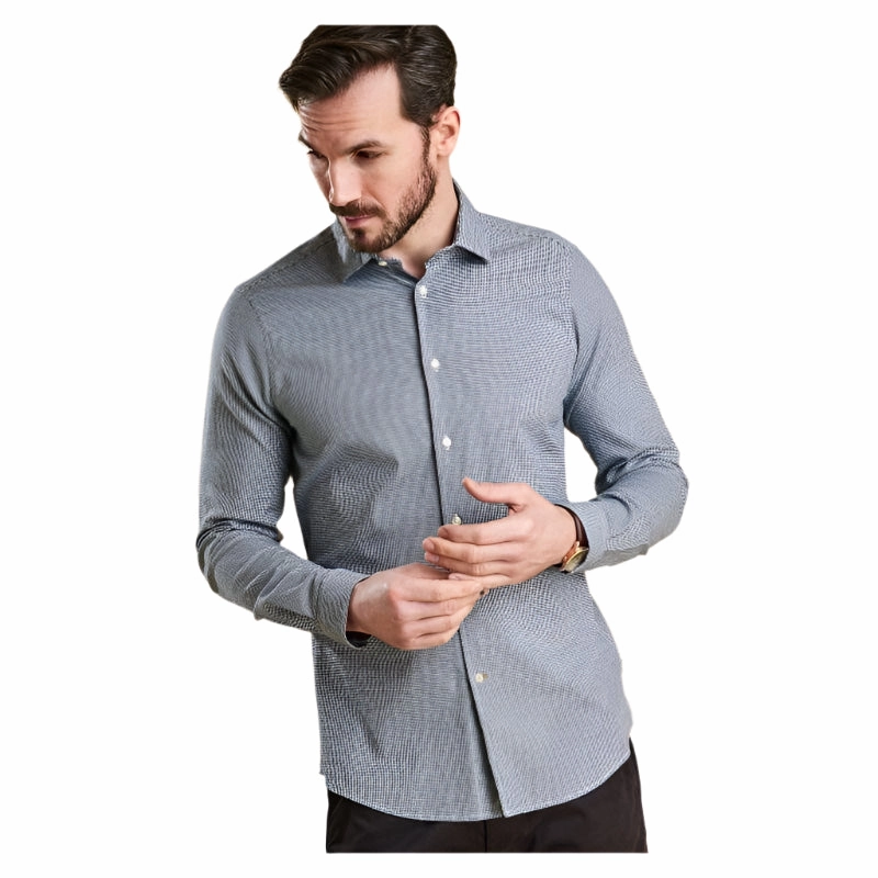 Limited Edition Offer Clearance Steal Today Barbour Highfield Micro Gingham Mens Shirt - Racing Green