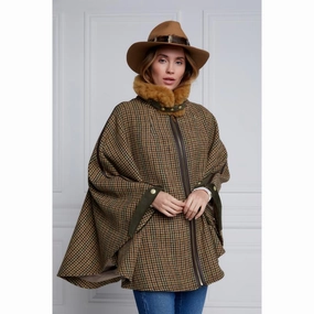 Holland Cooper Chiltern Ladies Tweed Cape - Hailes Green Perfect Gift Sale