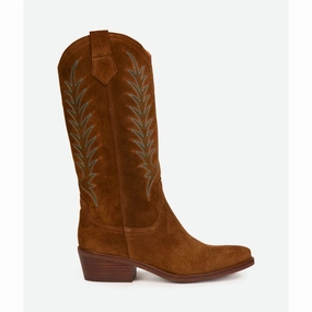 Penelope Chilvers Goldie Embroidered Suede Ladies Cowboy Boot - Peat Special Occasion Discount Mega Discount Event