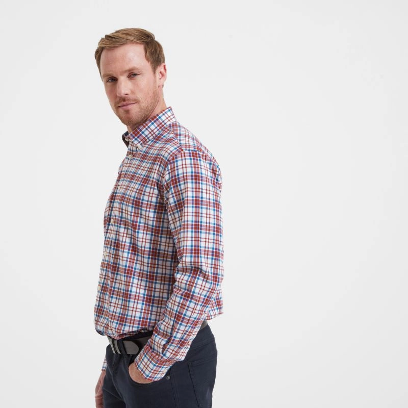 Schoffel Healey Tailored Mens Shirt - Bordeaux Steal Todays Offer MustHave Gift Ideas