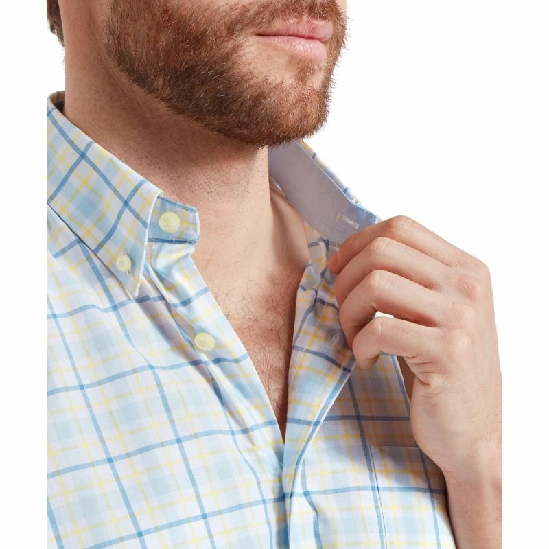 Sale Ending Soon Schoffel Polstead Classic Fit Mens Shirt - Sky Blue/Pale Blue/Yellow