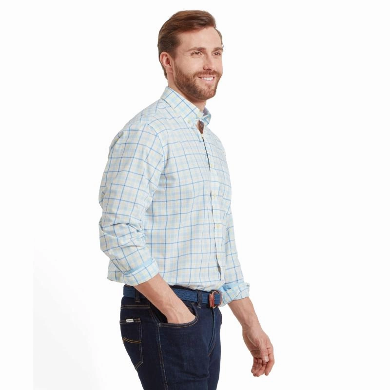 Todays Special Picks Schoffel Polstead Classic Fit Mens Shirt - Sky Blue/Pale Blue/Yellow