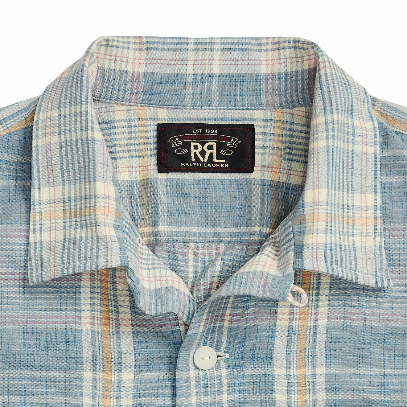 Rrl By Ralph Lauren Madras Camp Shirt Light Blue Clearance Alert Now Mega Online Discount