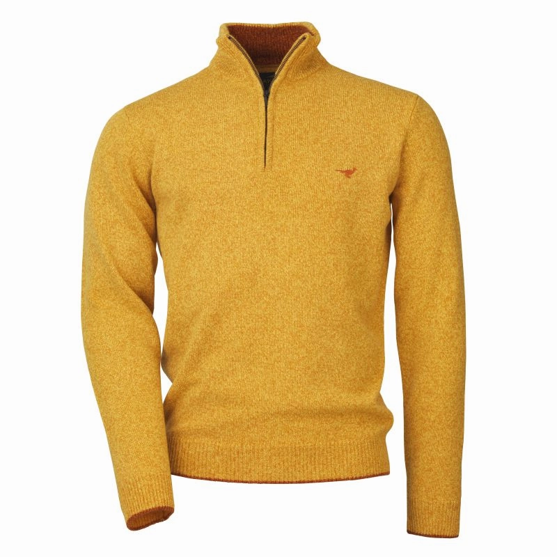 Laksen Brompton Zip Neck Lambswool Mens Jumper - Gorse Shop Hot Deals Shop Save Today