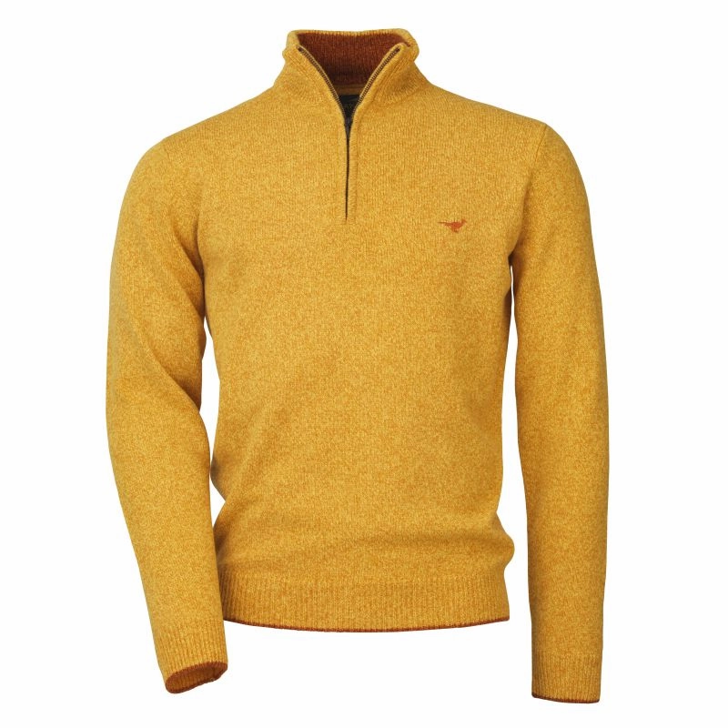 Dont Miss Out Grab It Fast Laksen Brompton Zip Neck Lambswool Mens Jumper - Gorse