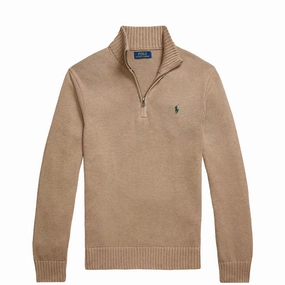 Limited Stock Deals Shop Save Today Polo Ralph Lauren Cotton Quarter-Zip Sweater Bronze Melange