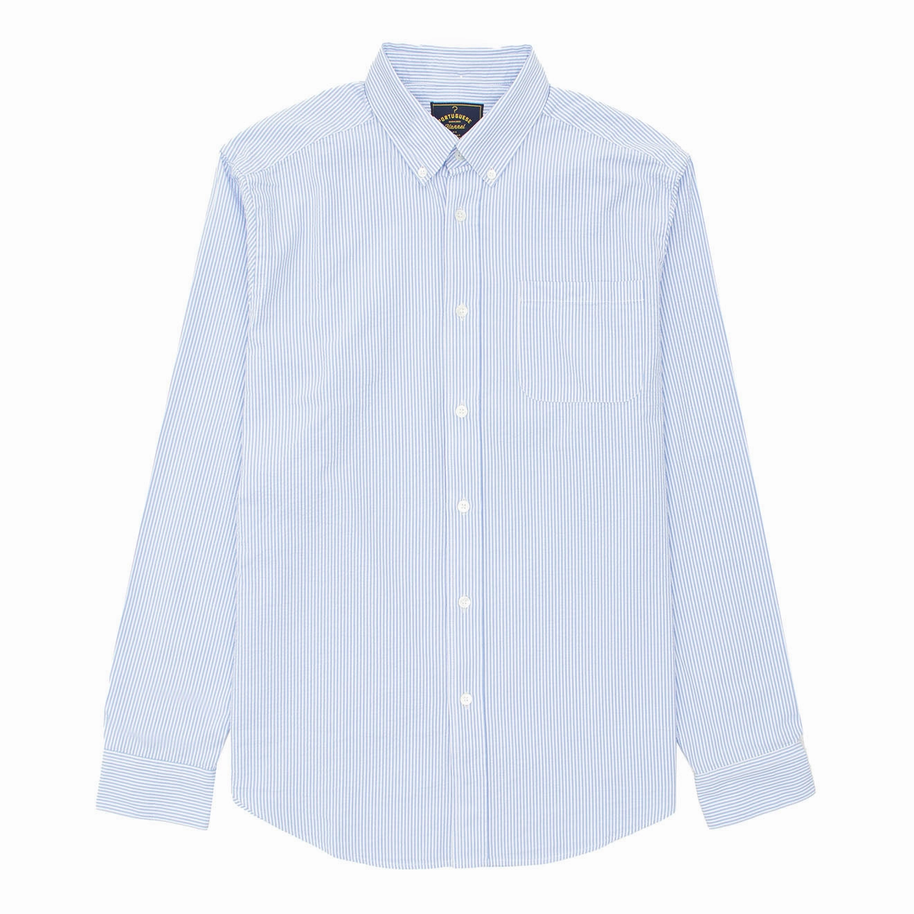 Hot Item Clearance Best Seller Deal Portuguese Flannel L/S Seersucker Atlantico Shirt Stripe Blue
