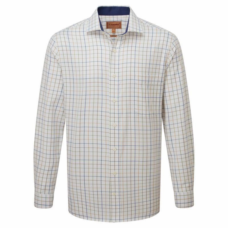 Schoffel Wells Tailored Mens Shirt - Green/Navy/Brown Check Special Occasion Discount