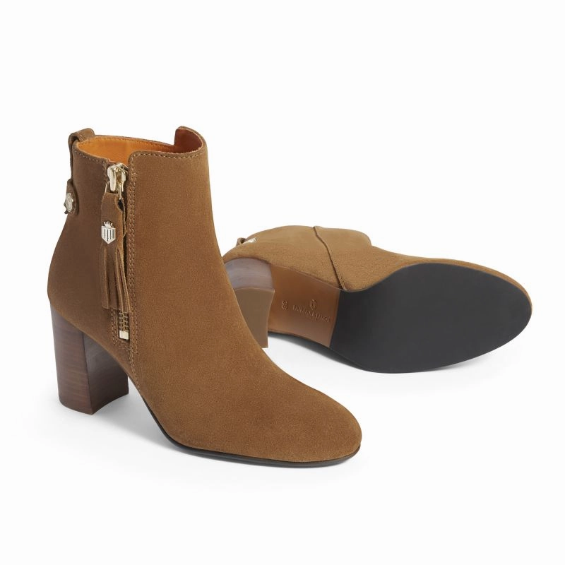 Fairfax & Favor Oakham Ladies Suede Heeled Ankle Boot - Tan Clearance Sale Instant Discount