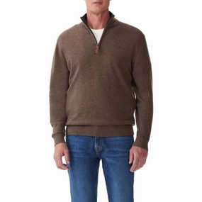 R.M.Williams Ernest Merino Knit 1/4 Zip Mens Sweater - Nutmeg Instant Discount Save Today Only