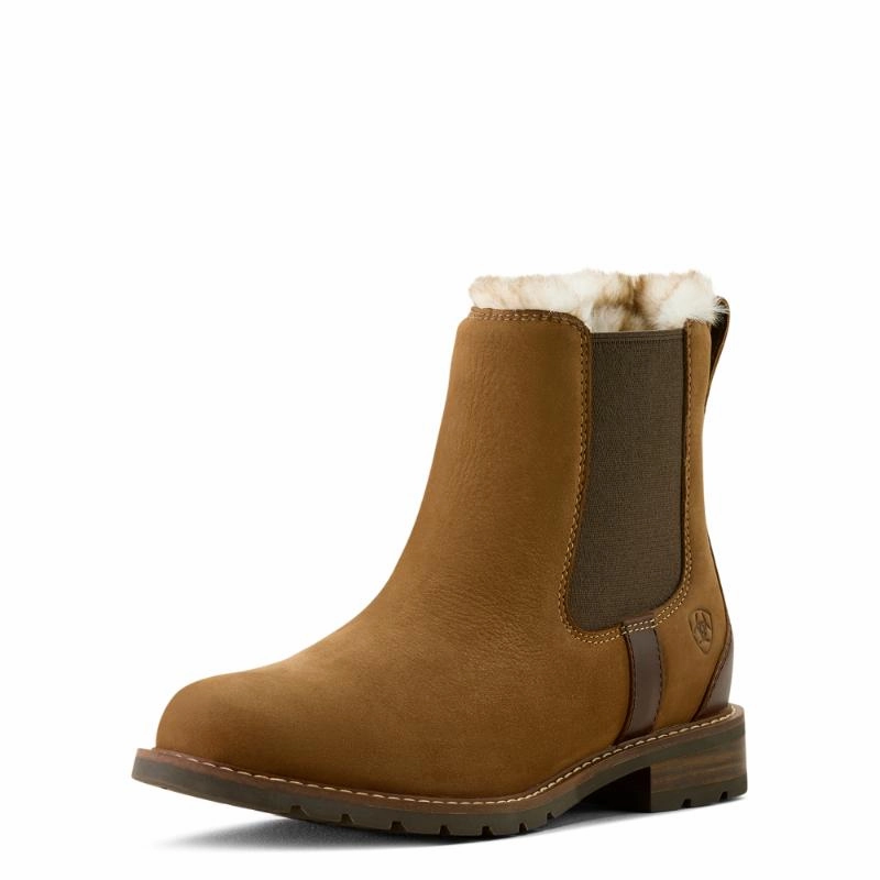 Clearance Event Alert Mega Discount Today Ariat Wexford Sherpa Lined Ladies Waterproof Boot - Amber Brown