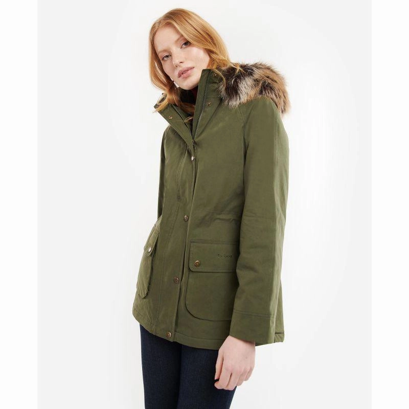 Sweet Deal Inside Special Occasion Discount Barbour Meadow Ladies Waterproof Jacket - Olive/Classic