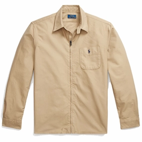 Polo Ralph Lauren Garment-Dyed Oxford Overshirt Surrey Tan Todays Special Savings Deal Frenzy Today