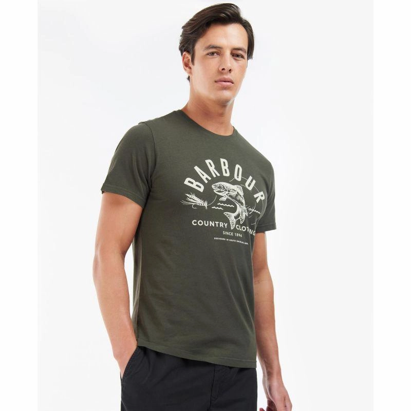 Barbour Country Clothing Mens Tee - Forest Flash Deal Today Special Steal Event