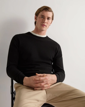 Men'S Oxford Round Neck Cashmere Jumper Black Big Sale Today