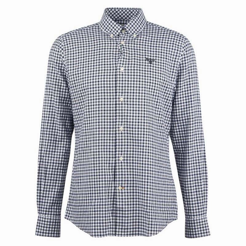 Special Savings Today Barbour Finkle Mens Tailored Shirt - Grey Marl