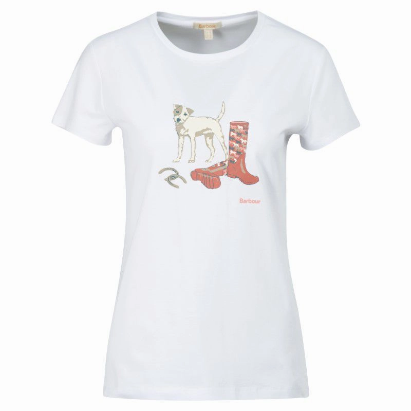 Barbour Rowen Ladies T-Shirt - White Price Slash Today