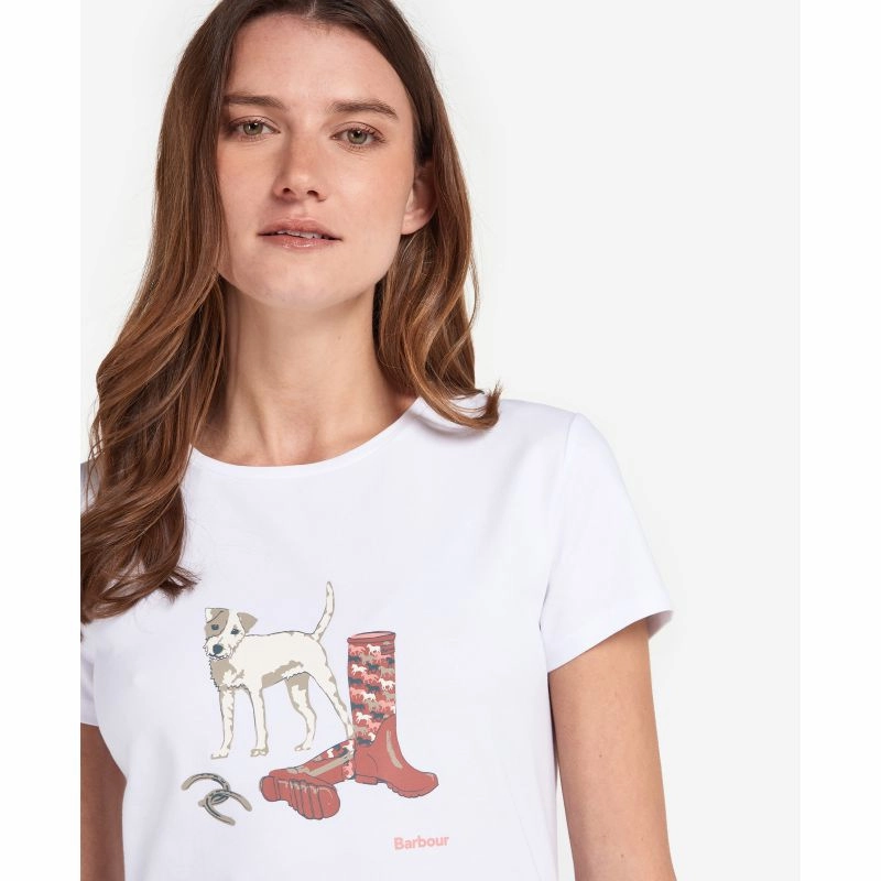 Barbour Rowen Ladies T-Shirt - White Daily Deal Frenzy Special Price Today