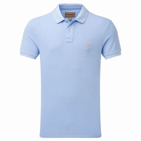 Schoffel St Ives Garment Dyed Mens Polo Shirt - Pale Blue Shop the Best Deals Trending Hot Picks