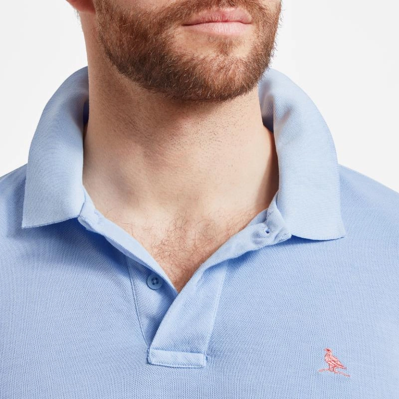 Schoffel St Ives Garment Dyed Mens Polo Shirt - Pale Blue Steal Todays Offer Limited Stock Offer