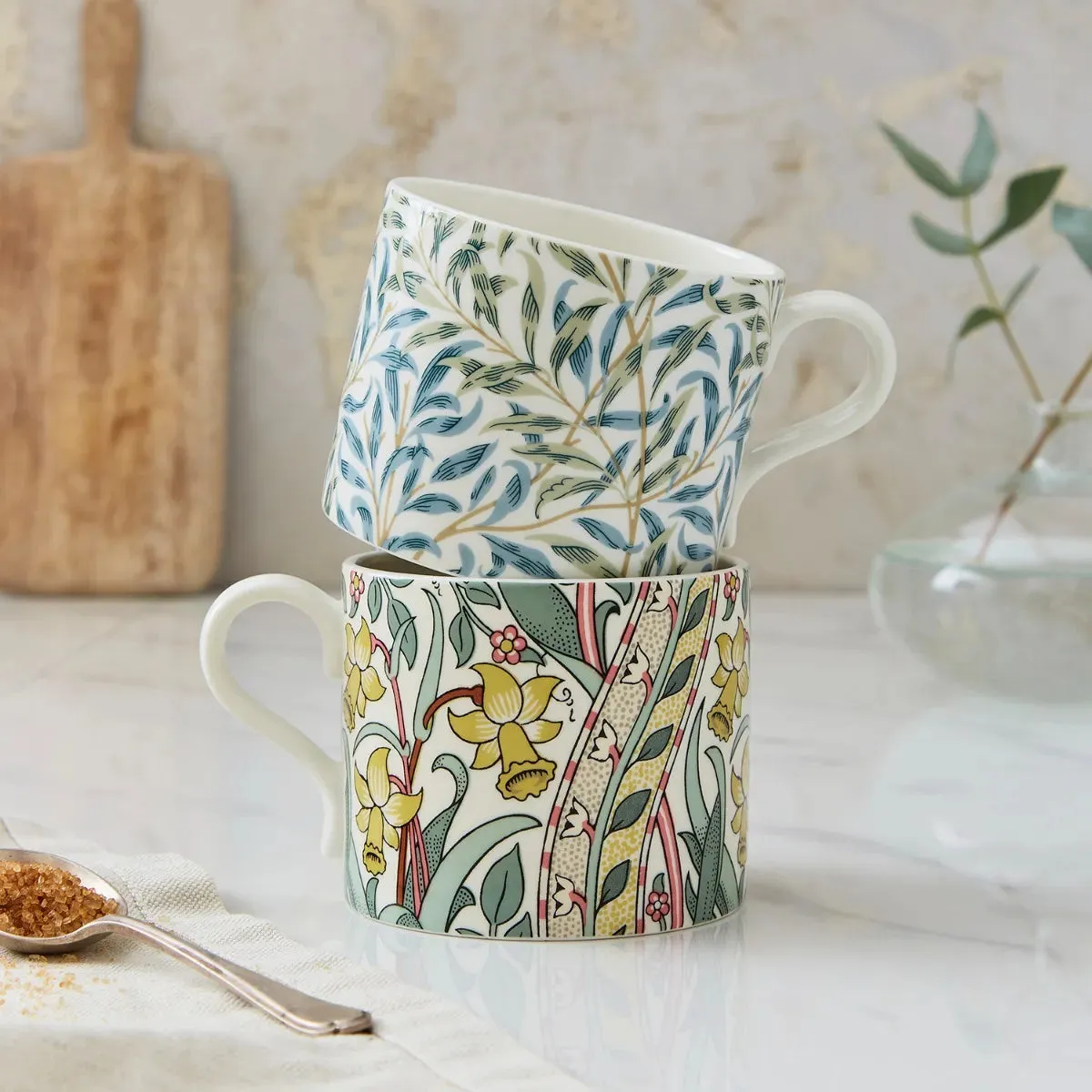 Spode William Morris & Co Daffodil & Willow Bough Set of 2 Mugs