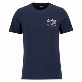 Barbour Script Graphic Mens T-Shirt - Navy Mega Discount Today Clearance Event