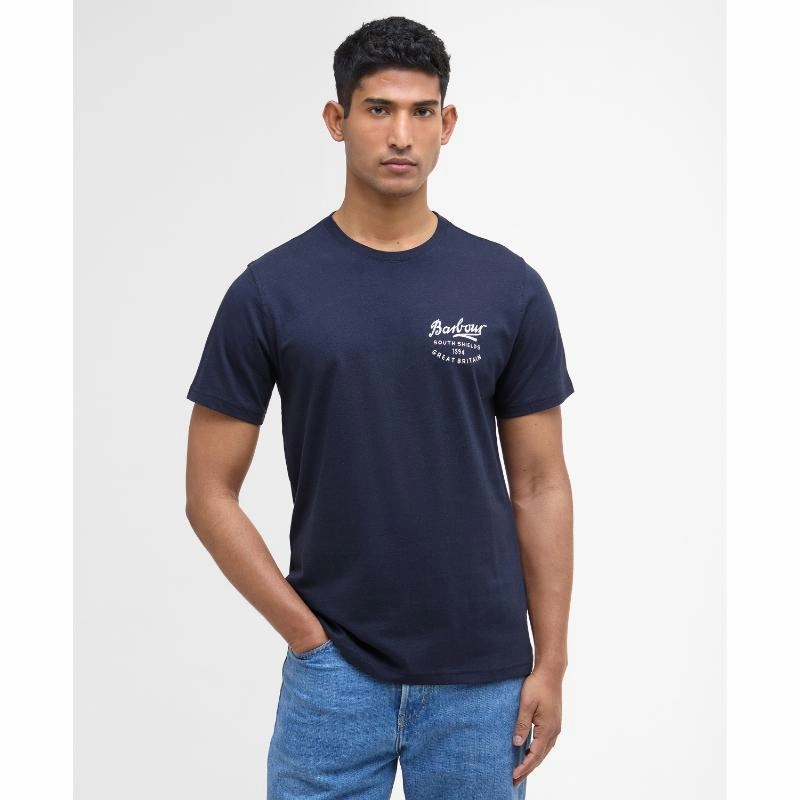 Today Only Savings Dont Miss This Deal Barbour Script Graphic Mens T-Shirt - Navy