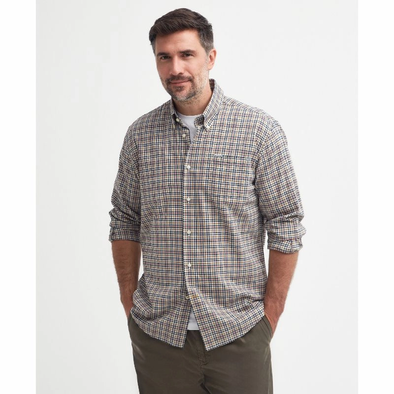 Big Sale Today Todays Mega Savings Barbour Durand Regular Fit Mens Shirt - Dark Tan