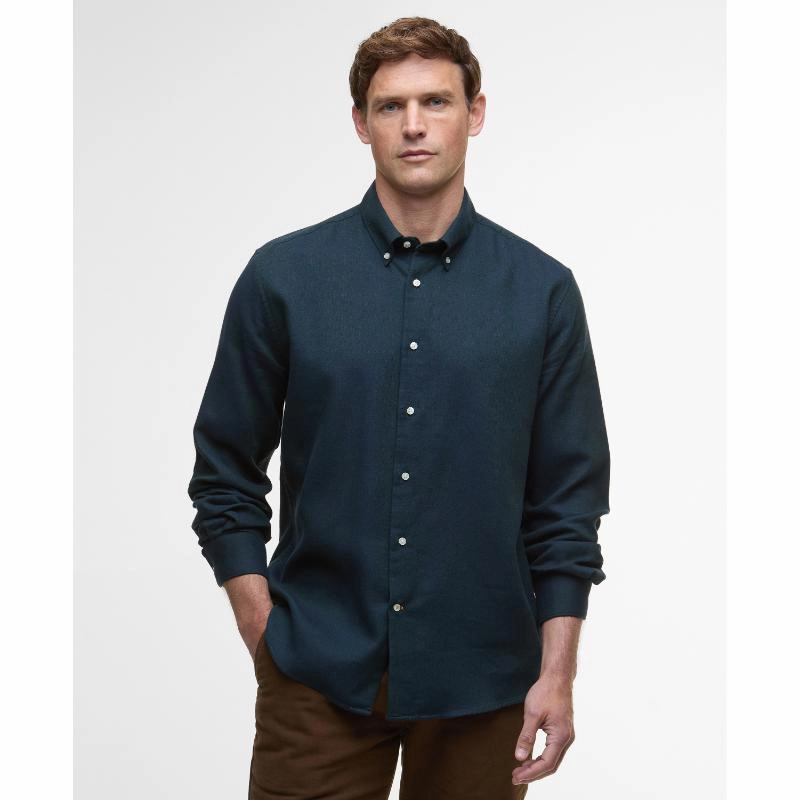 Todays Mega Savings Dont Miss Todays Deal Barbour Tamish Herringbone Regular Mens Shirt - Navy