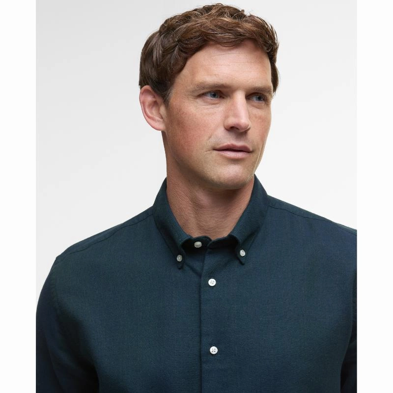 Barbour Tamish Herringbone Regular Mens Shirt - Navy Hot Offer Ending Soon Todays Best Deal