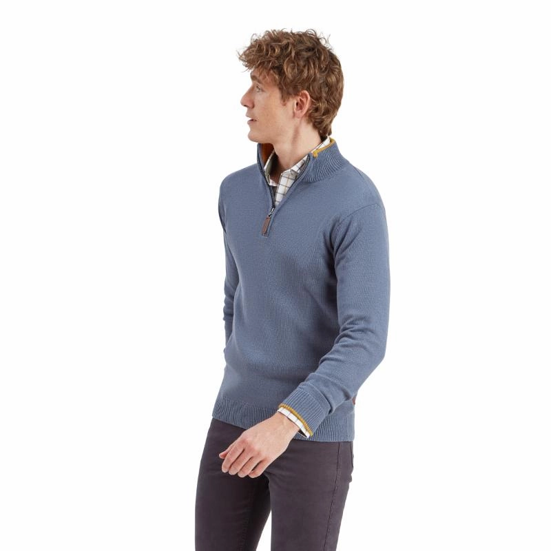 Daily Clearance Deal Today Only Special Schoffel Blair 1/4 Zip Mens Jumper - Vintage Navy