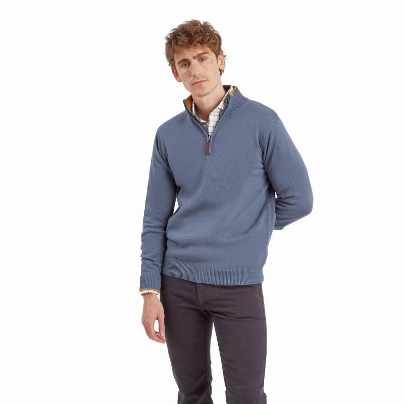 Limited Time Steal Today Only Steal Schoffel Blair 1/4 Zip Mens Jumper - Vintage Navy