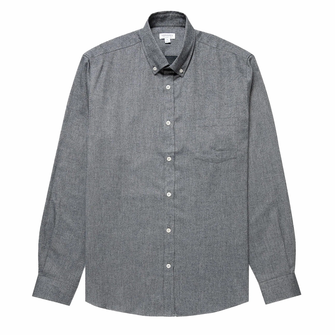 Dont Miss These Savings Best Seller Discount Sunspel Brushed Cotton Flannel Shirt Mid Grey Melange