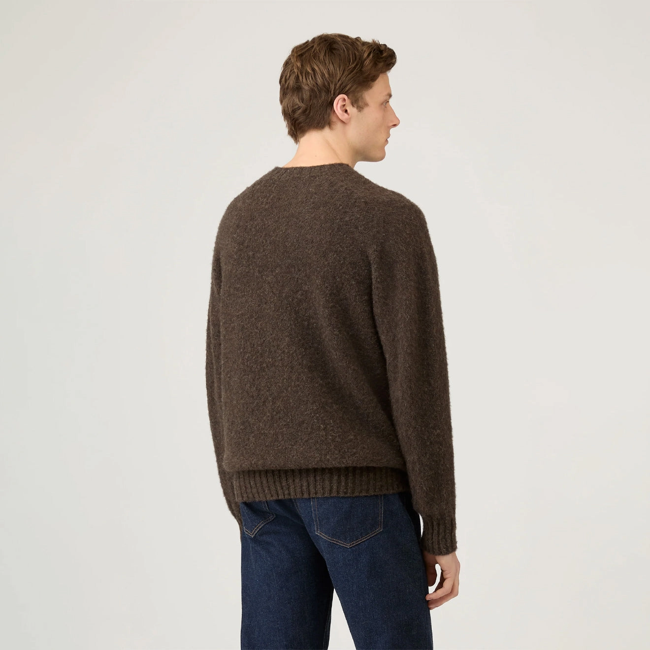 Sunspel Brushed Shetland Crew Neck Bark Today Only Offer