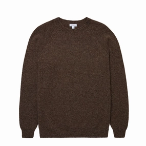 Sunspel Brushed Shetland Crew Neck Bark Daily Hot Deal