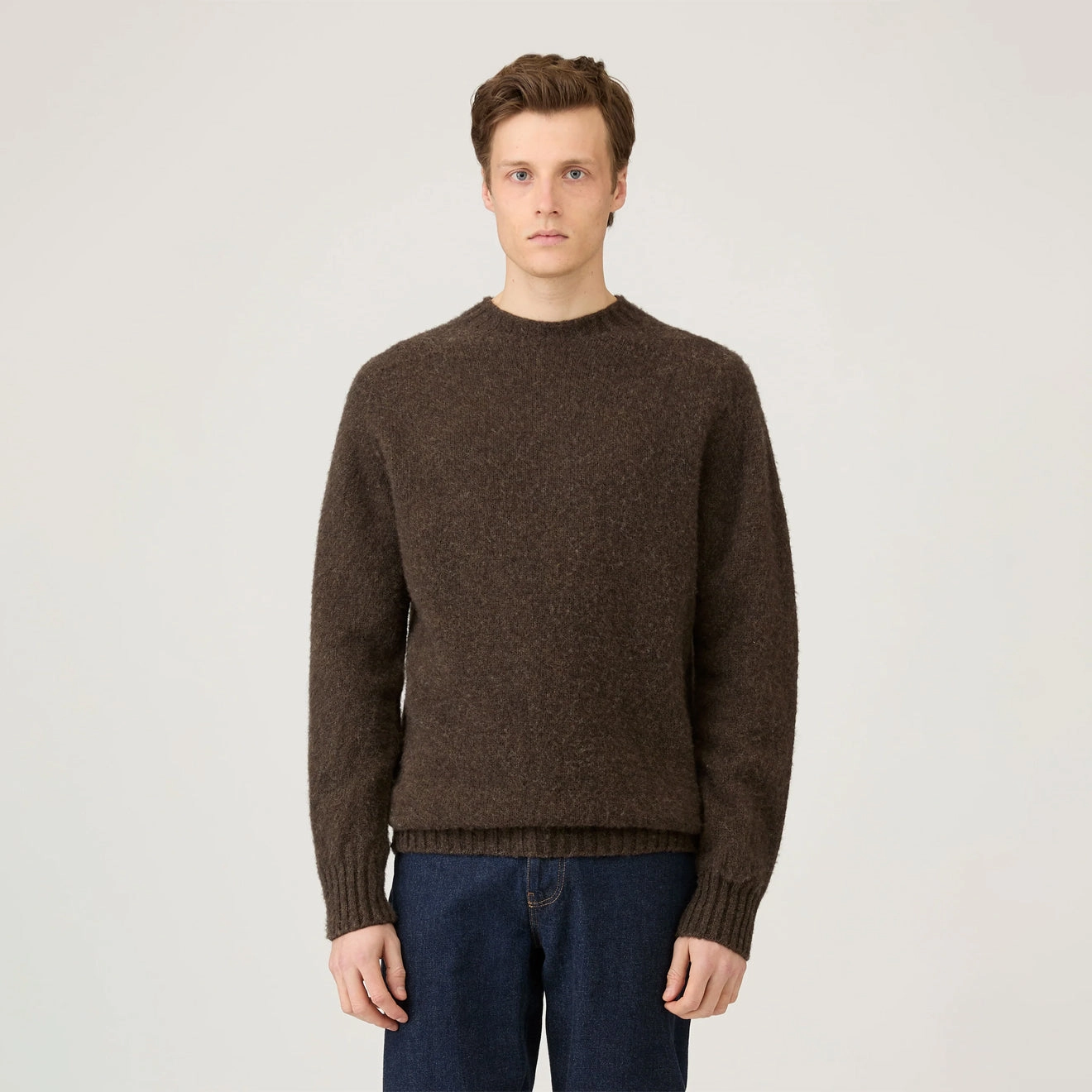 Flash Deal Alert Sunspel Brushed Shetland Crew Neck Bark