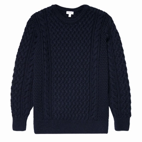 Clearance Savings Now Sunspel Cable Jumper Navy