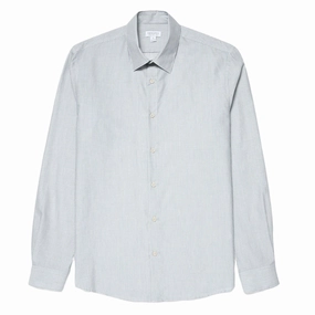 Special Price Today Sunspel Cotton Cashmere Shirt Light Blue / White