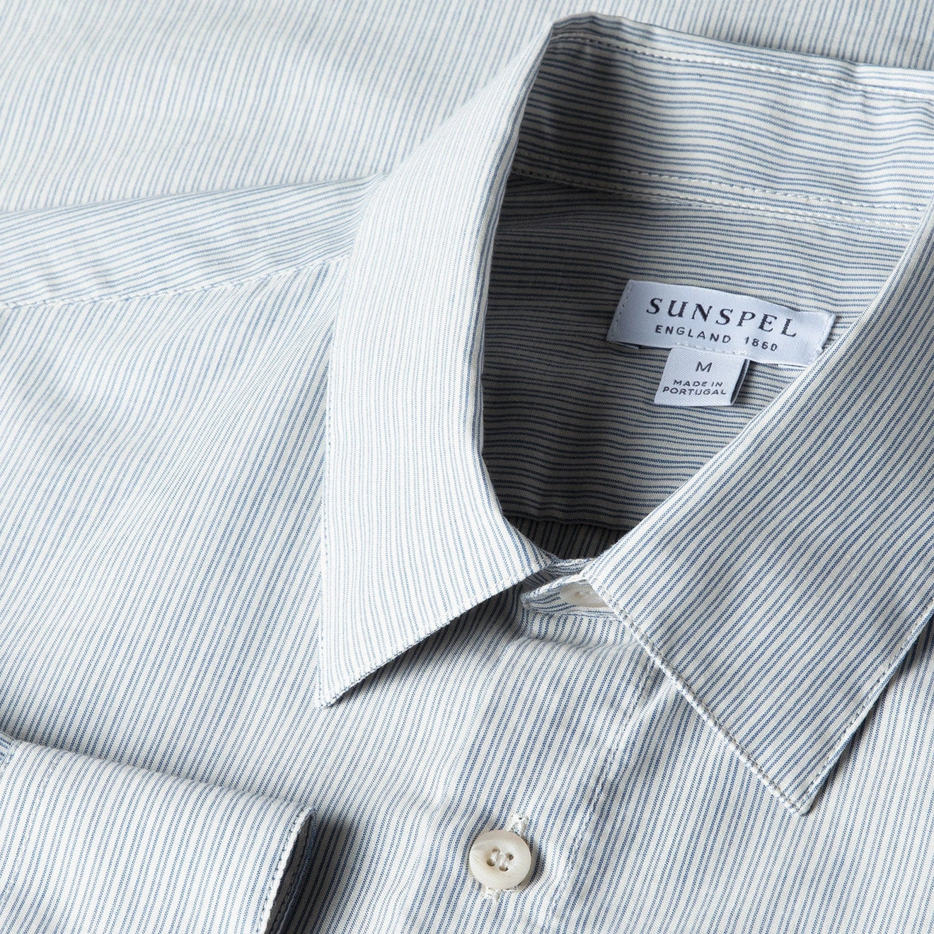 Last Chance Steal Sunspel Cotton Cashmere Shirt Light Blue / White