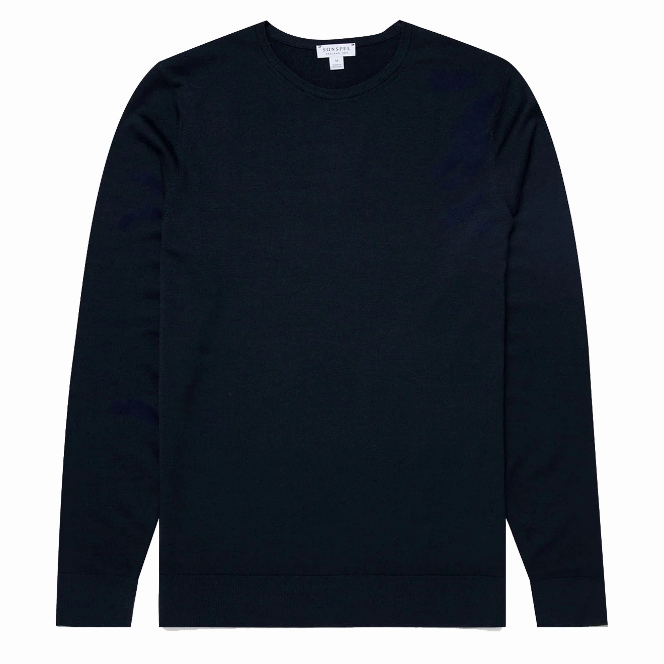 Clearance Blowout Sunspel Extra-Fine Merino Crew Neck Knit Light Navy