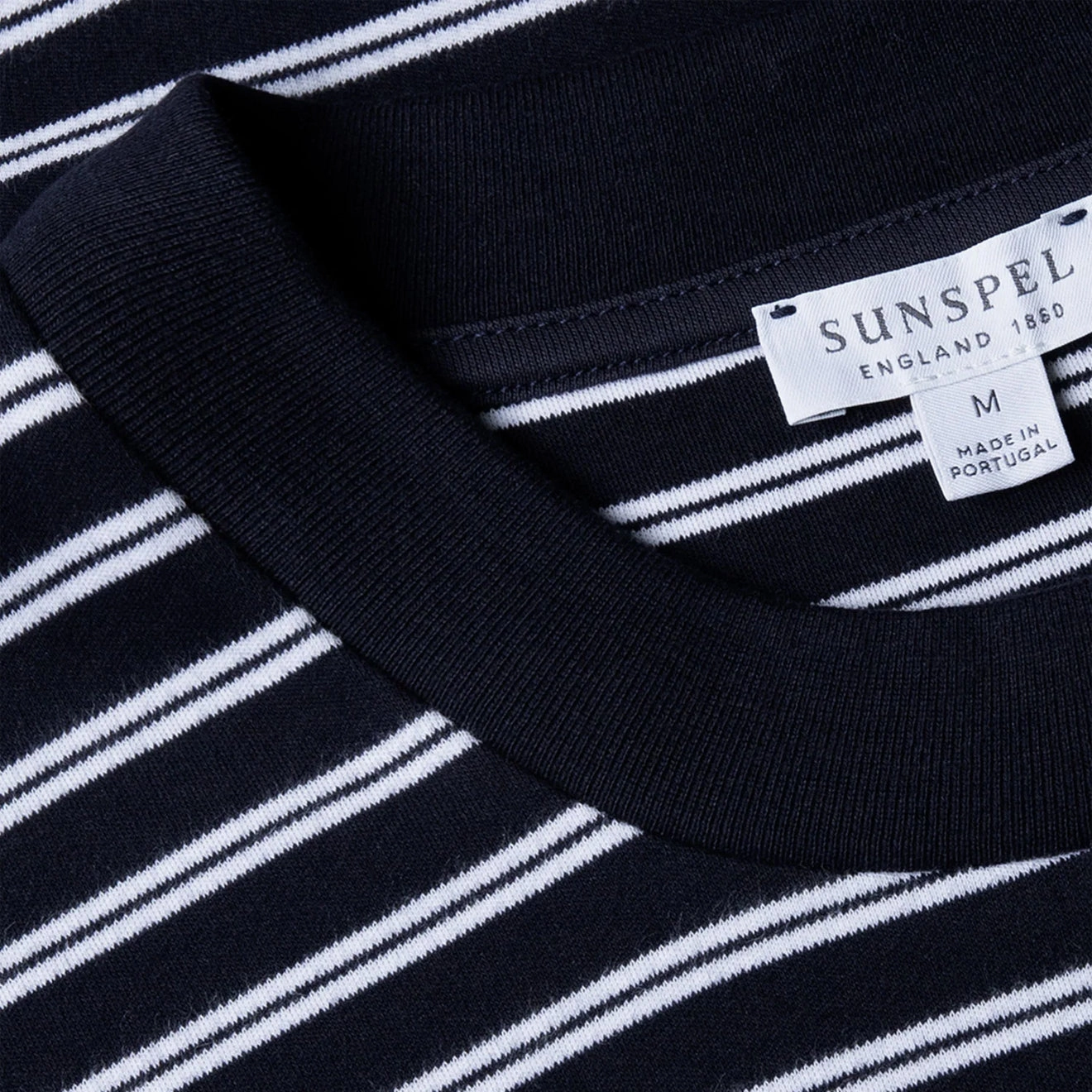 Sunspel Heavy Weight Stripe S/S Crew Tee Navy / White Dont Miss This Offer Clearance Alert Now