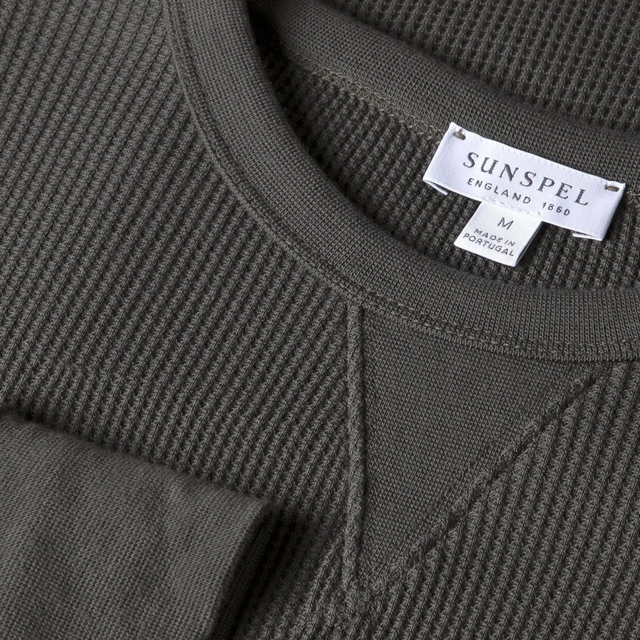 Sunspel L/S Waffle T-Shirt Drill Green Mega Discount Today Hot Sale Today
